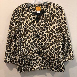 Ruby Rd. Leopard Print Cropped Jacket